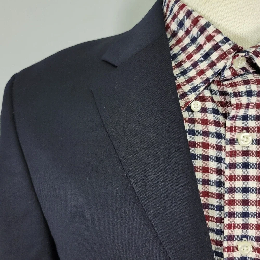 Michael Kors‎ Men's Sport Coat Blazer Two Button Deep Navy Twill Wool Poly 38S